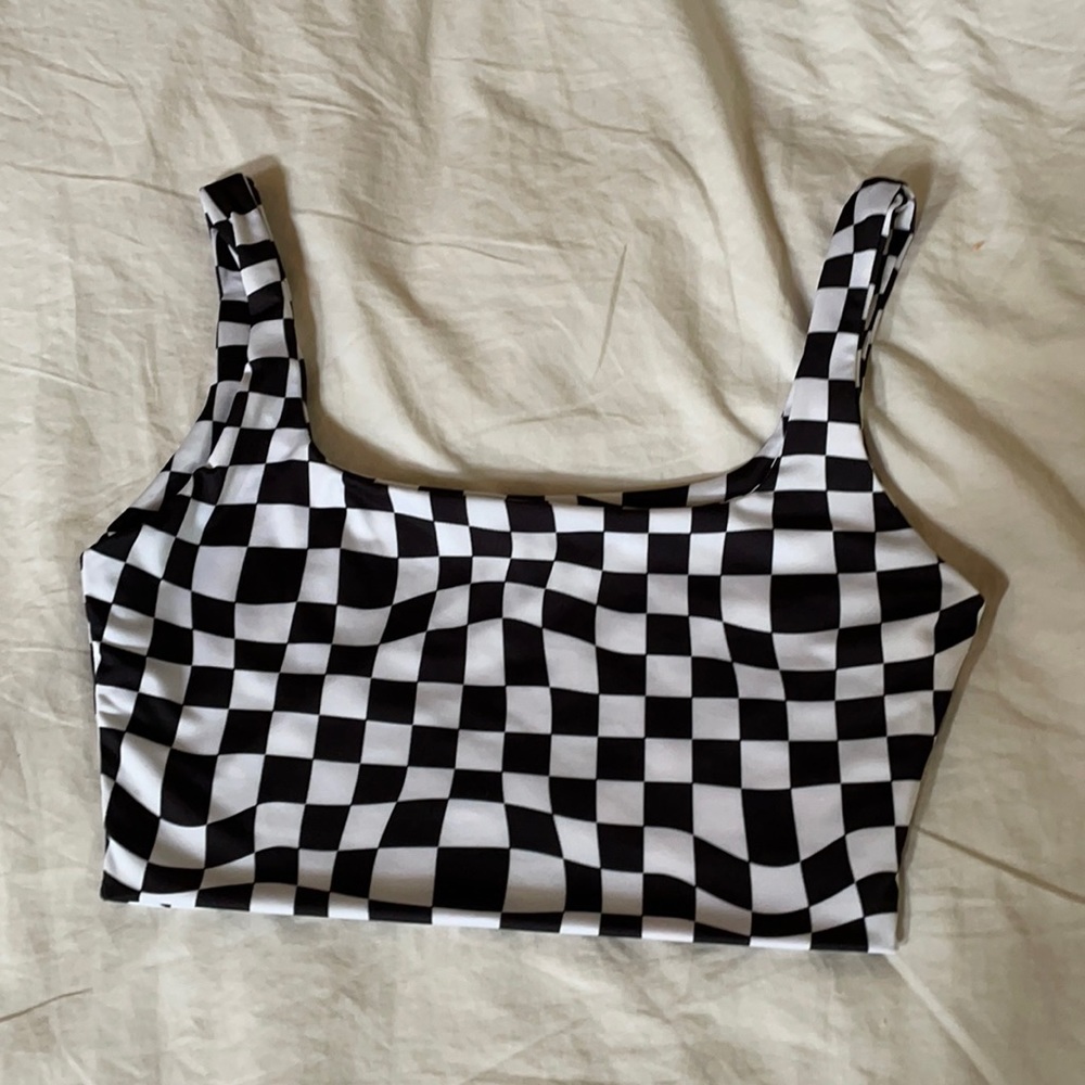 Psychedelic Checkered Crop Top - Picture 13 of 15